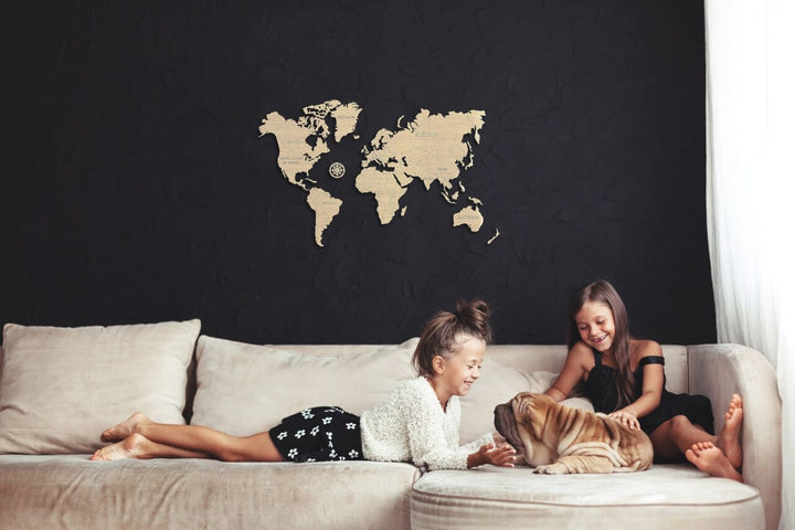 Carte du monde à assembler - couleur naturelle | Wooden City puzzle Wooden City Medium (57 x 36 cm) 