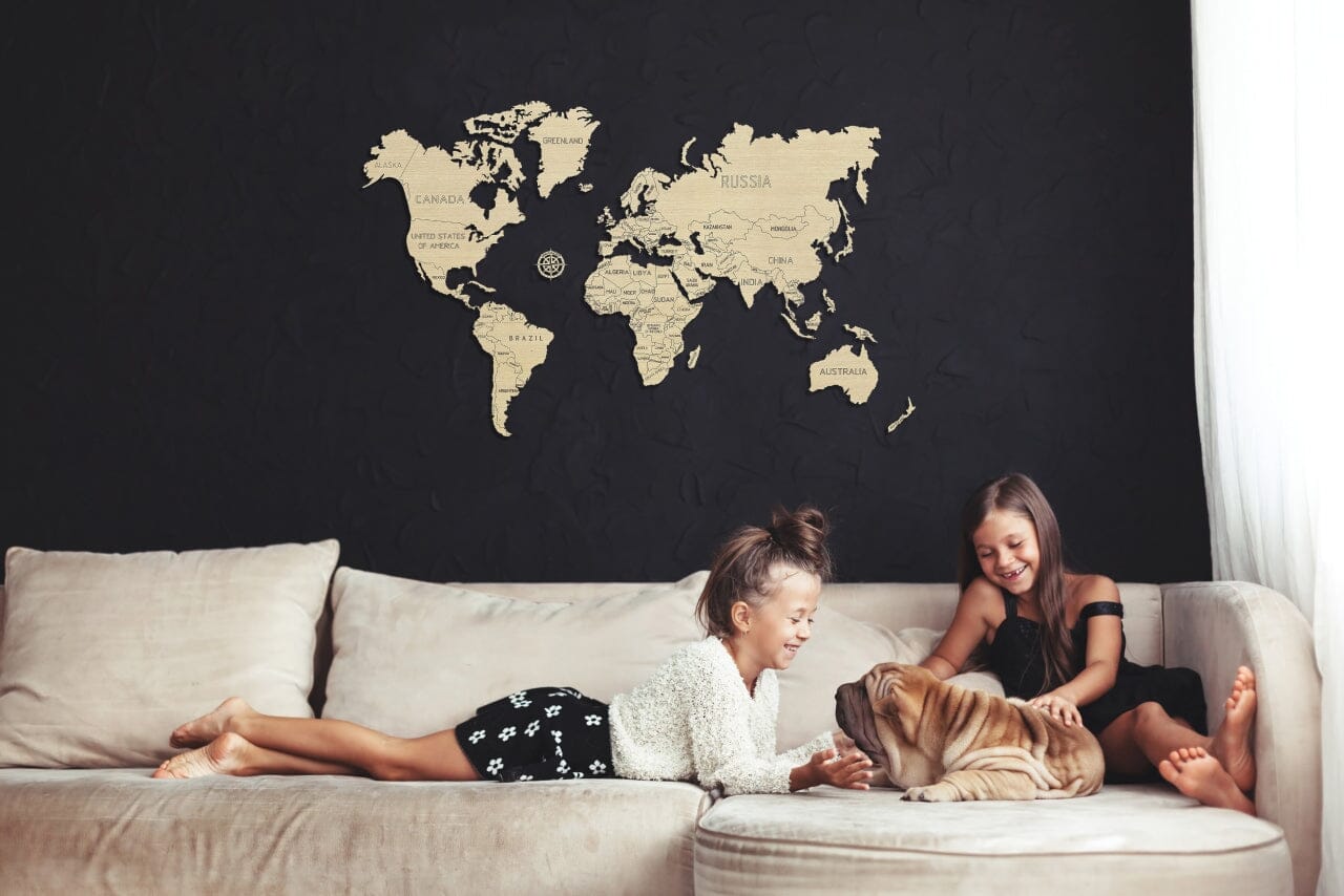 Carte du monde à assembler - couleur naturelle | Wooden City puzzle Wooden City Large (83 x 55 cm) 