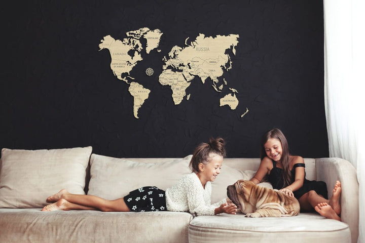 Carte du monde à assembler - couleur naturelle | Wooden City puzzle Wooden City Large (83 x 55 cm) 