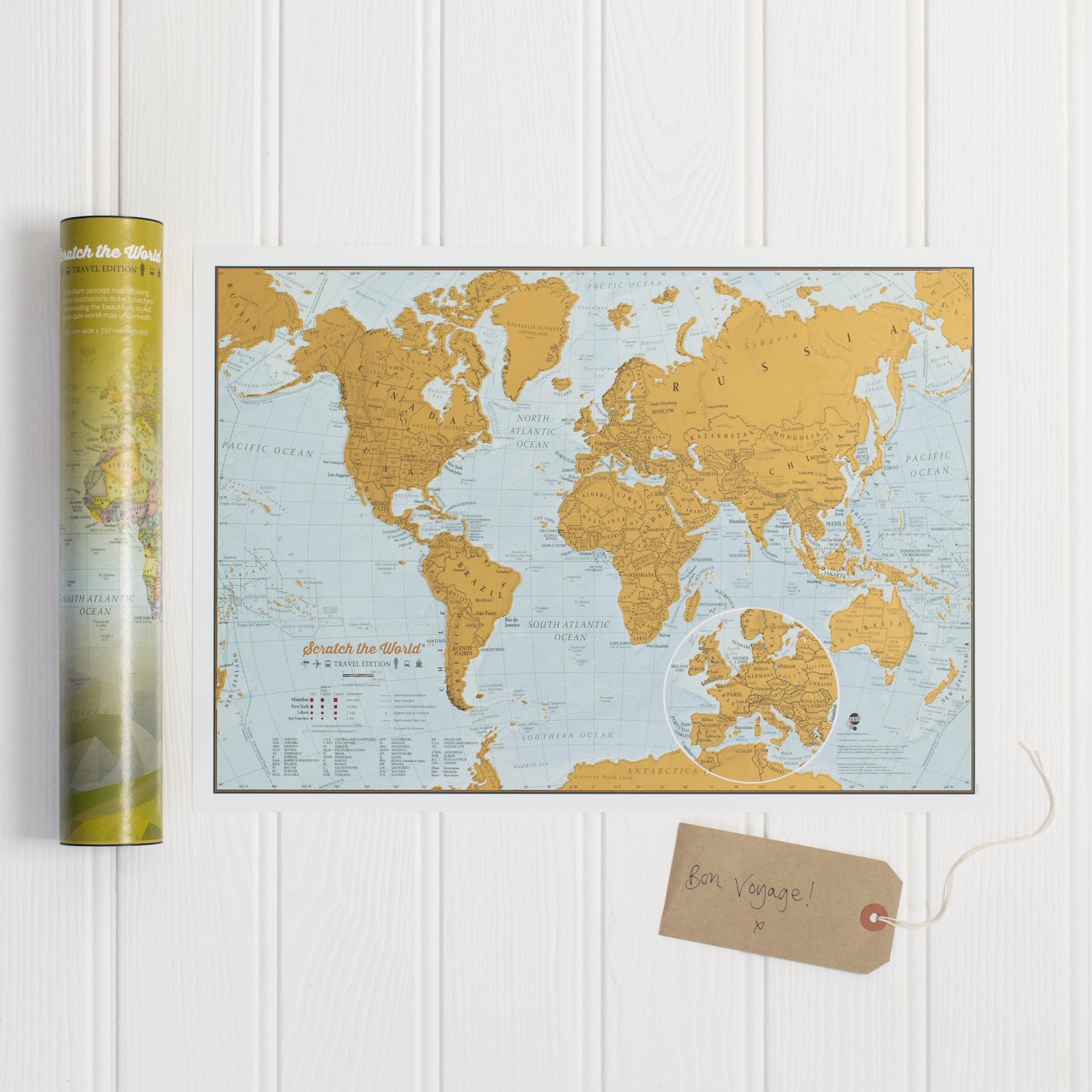 Carte du monde à gratter (en anglais) - Spécial voyageur (42 x 30 cm) | Maps International accessoire Maps International