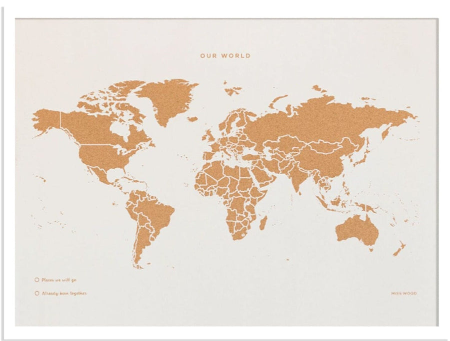 Carte du monde en liège - Édition spéciale blanc (45 x 30 cm) | Miss Wood accessoire Miss Wood 