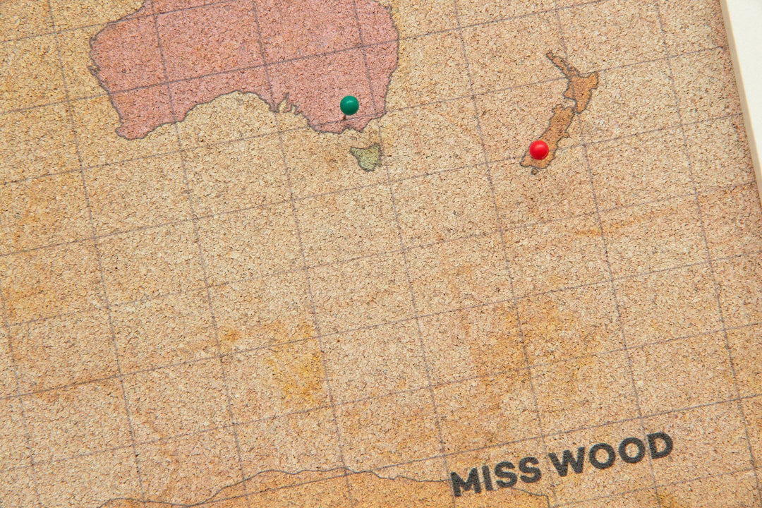 Carte du monde en liège - Oldschool (30 x 20 cm) | Miss Wood accessoire Miss Wood 