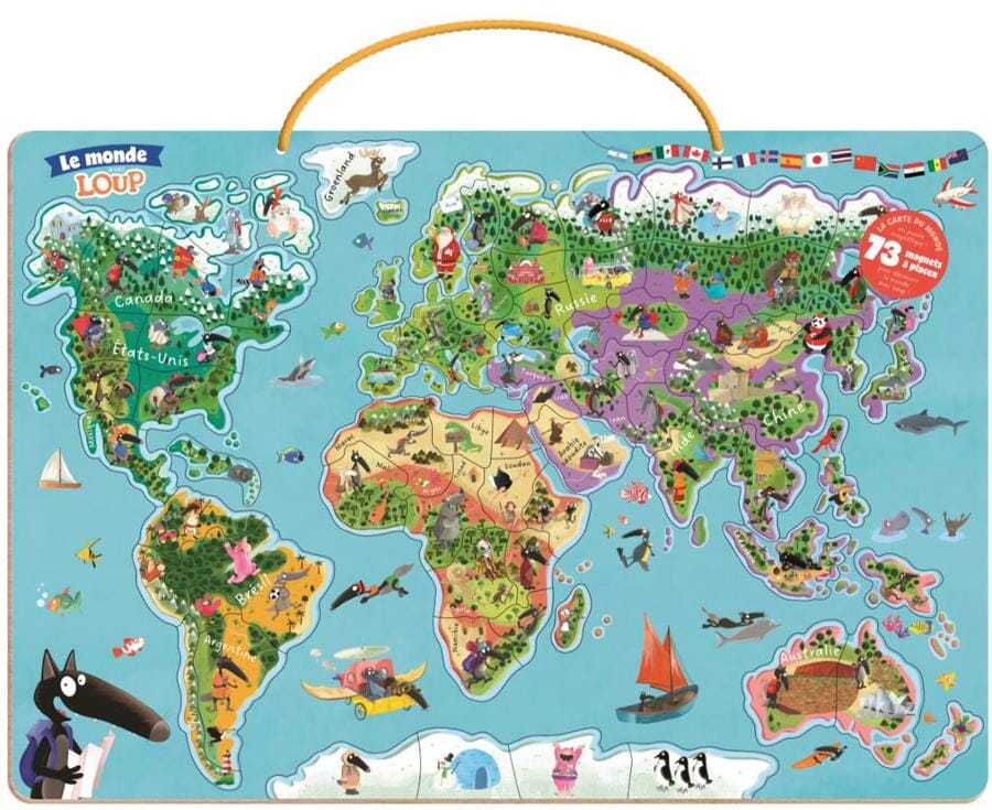 Au pays des jouets　o Manguel Magnetic world map puzzle (for children aged 6 and over) - 49 x 34