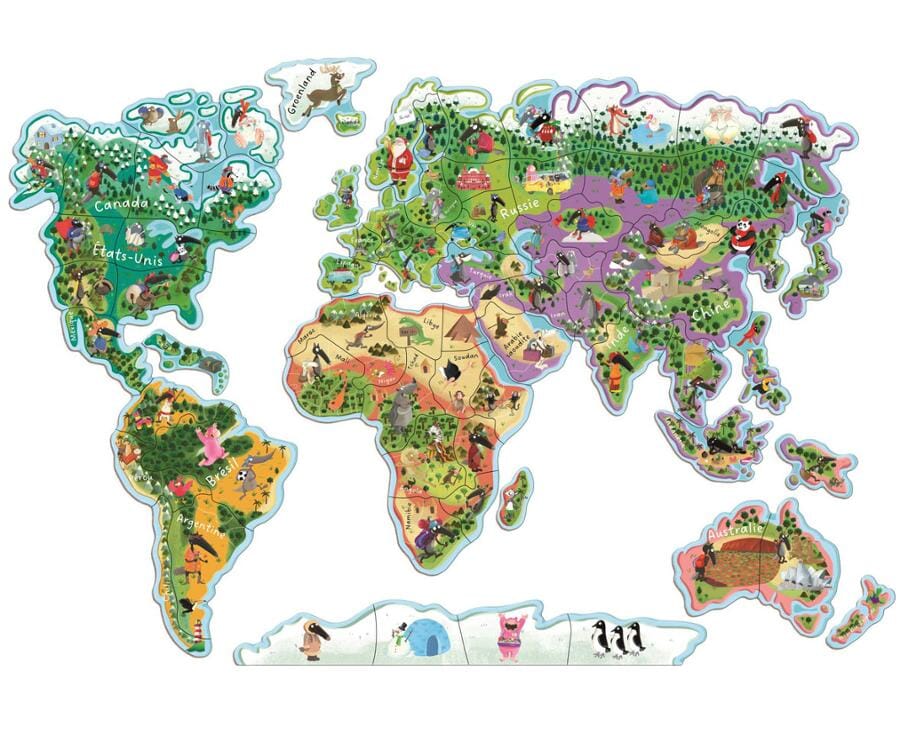 Magnetic world map puzzle (for children aged 6 and over) - 49 x 34
