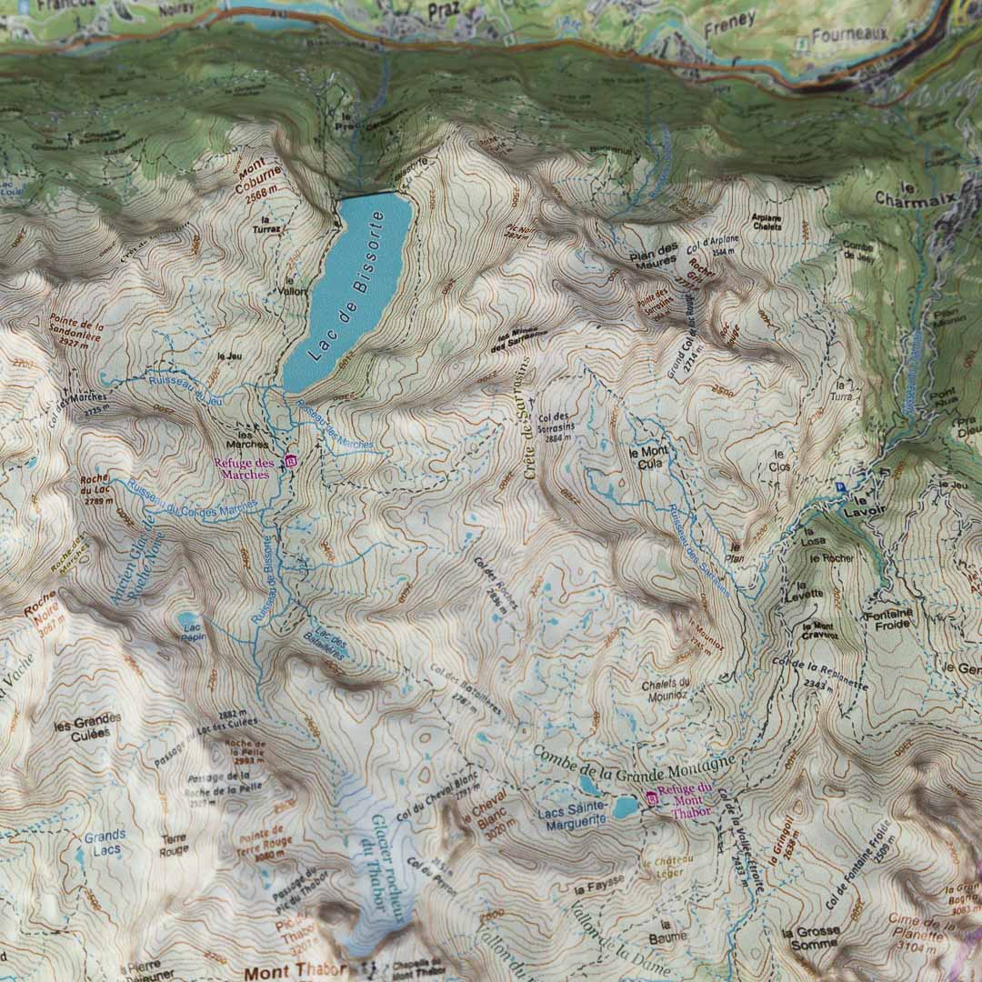 Carte en relief - Aiguilles d'Arves, Galibier, Thabor - 70 x 50 x 6 cm | Dénivelés Editions carte en relief Dénivelés Editions 