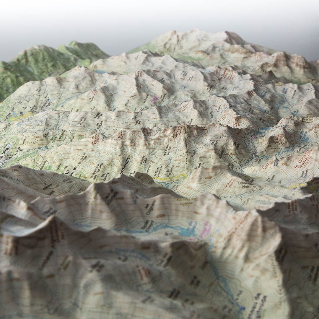 Carte en relief - Aiguilles d'Arves, Galibier, Thabor - 70 x 50 x 6 cm | Dénivelés Editions carte en relief Dénivelés Editions 