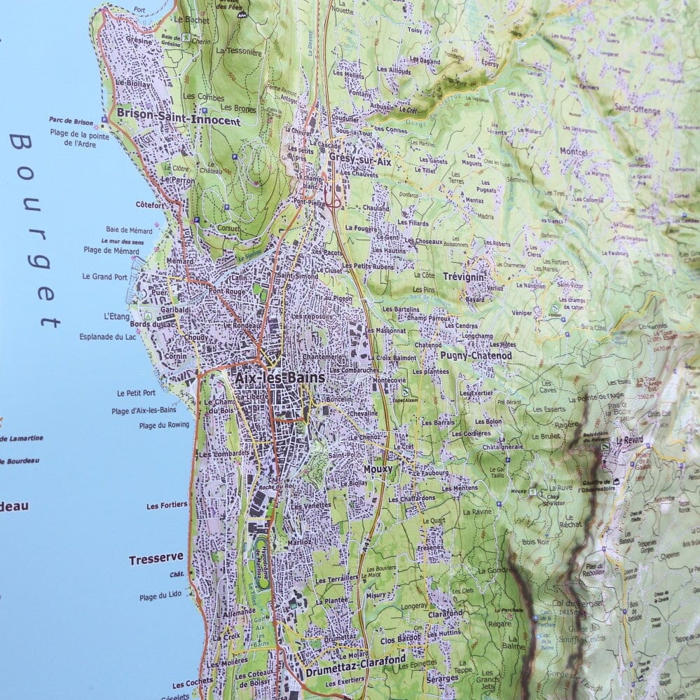 Carte en relief - Aix-les-Bains - 70 x 50 x 4,5 cm | Dénivelés Editions carte en relief Dénivelés Editions 