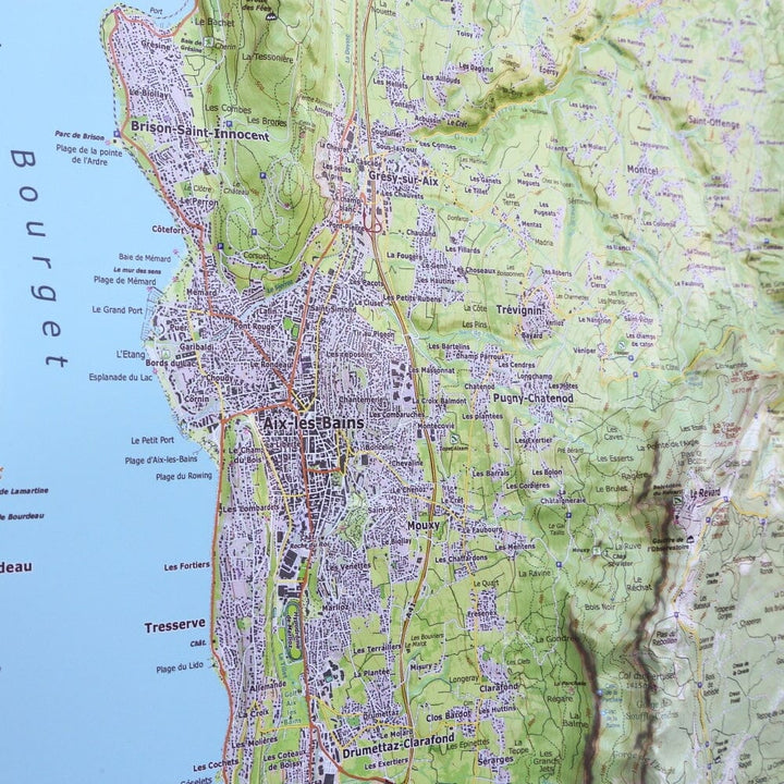 Carte en relief - Aix-les-Bains - 70 x 50 x 4,5 cm | Dénivelés Editions carte en relief Dénivelés Editions 