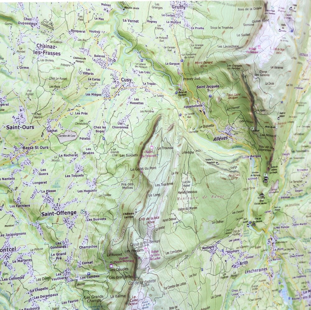 Carte en relief - Aix-les-Bains - 70 x 50 x 4,5 cm | Dénivelés Editions carte en relief Dénivelés Editions 