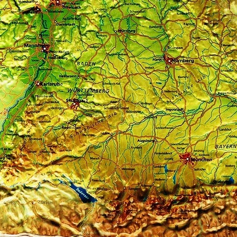 Carte en relief - Allemagne - 42 x 31 cm | Relief Editions carte en relief Reliefs Editions 