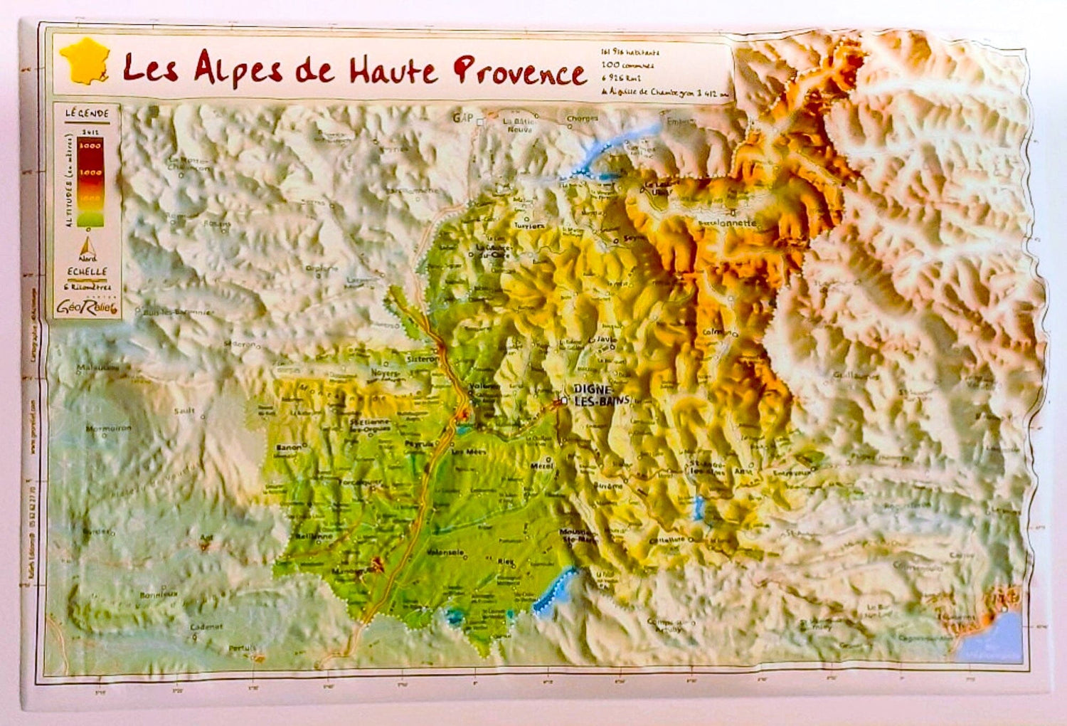 Carte en relief - Alpes-de-Haute-Provence - 21 x 31 cm | Relief Editions carte en relief Reliefs Editions