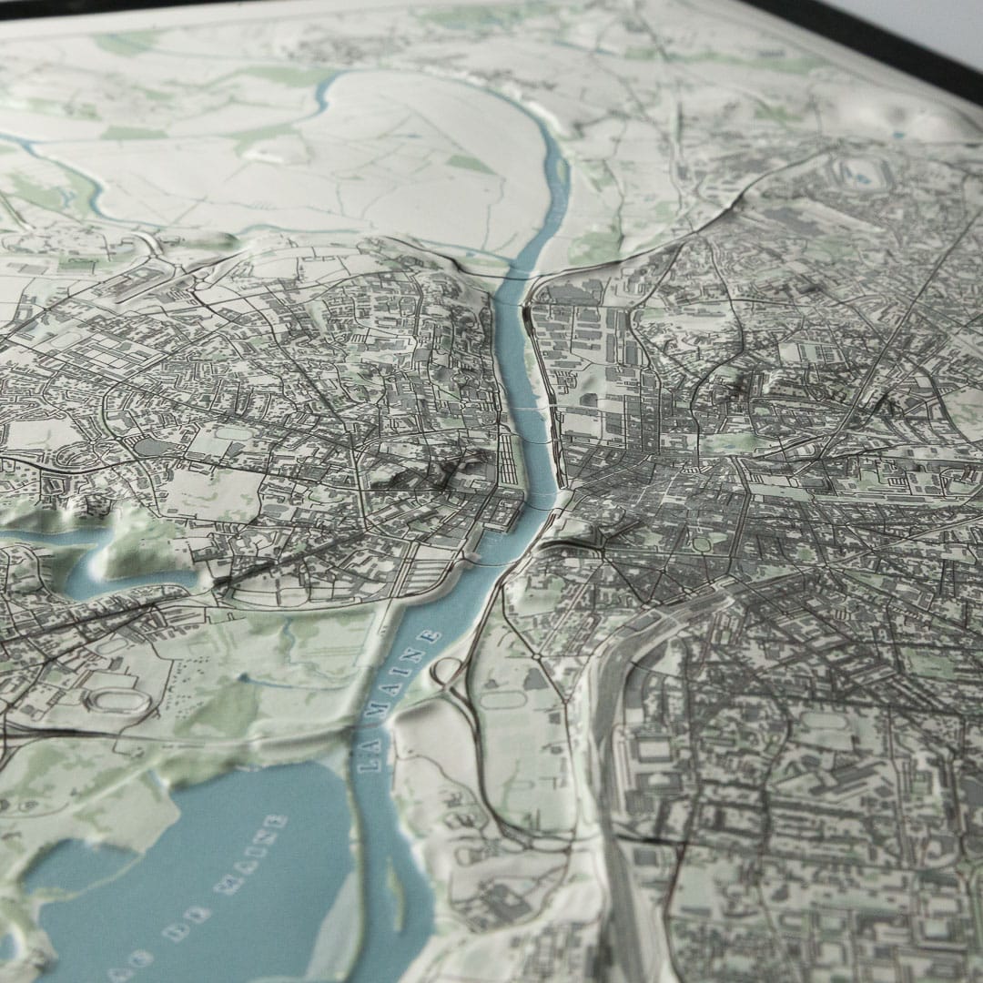Carte en relief - Angers - 70 x 50 x 4 cm | Dénivelés Editions carte en relief Dénivelés Editions 