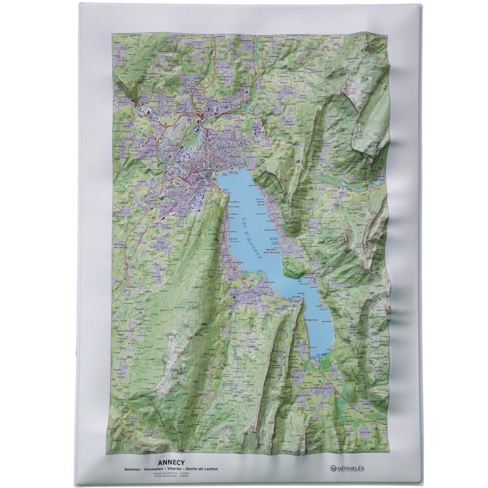 Carte en relief - Annecy - 70 x 50 x 4 cm | Dénivelés Editions carte en relief Dénivelés Editions Default Title