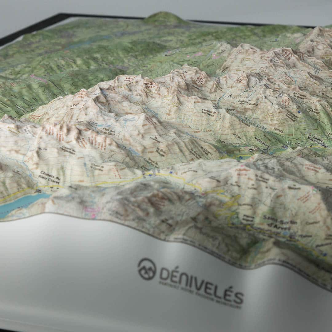 Carte en relief - Belledonne Nord - 50 x 70 x 6,1 cm | Dénivelés Editions carte en relief Dénivelés Editions 