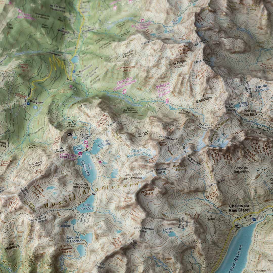 Carte en relief - Belledonne Nord - 50 x 70 x 6,1 cm | Dénivelés Editions carte en relief Dénivelés Editions 