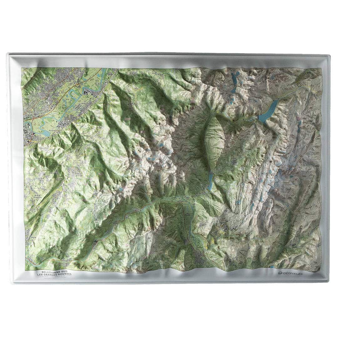 Carte en relief - Belledonne Sud et les Grandes Rousses - 70 x 50 x 5,6 cm | Dénivelés Editions carte en relief Dénivelés Editions Default Title