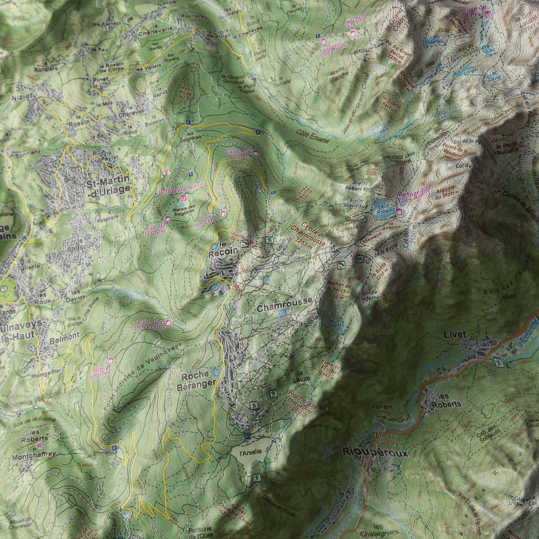 Carte en relief - Belledonne Sud et les Grandes Rousses - 70 x 50 x 5,6 cm | Dénivelés Editions carte en relief Dénivelés Editions 