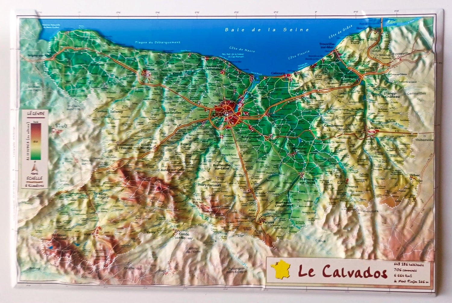 Carte en relief - Calvados - 21 x 31 cm | Relief Editions carte en relief Reliefs Editions