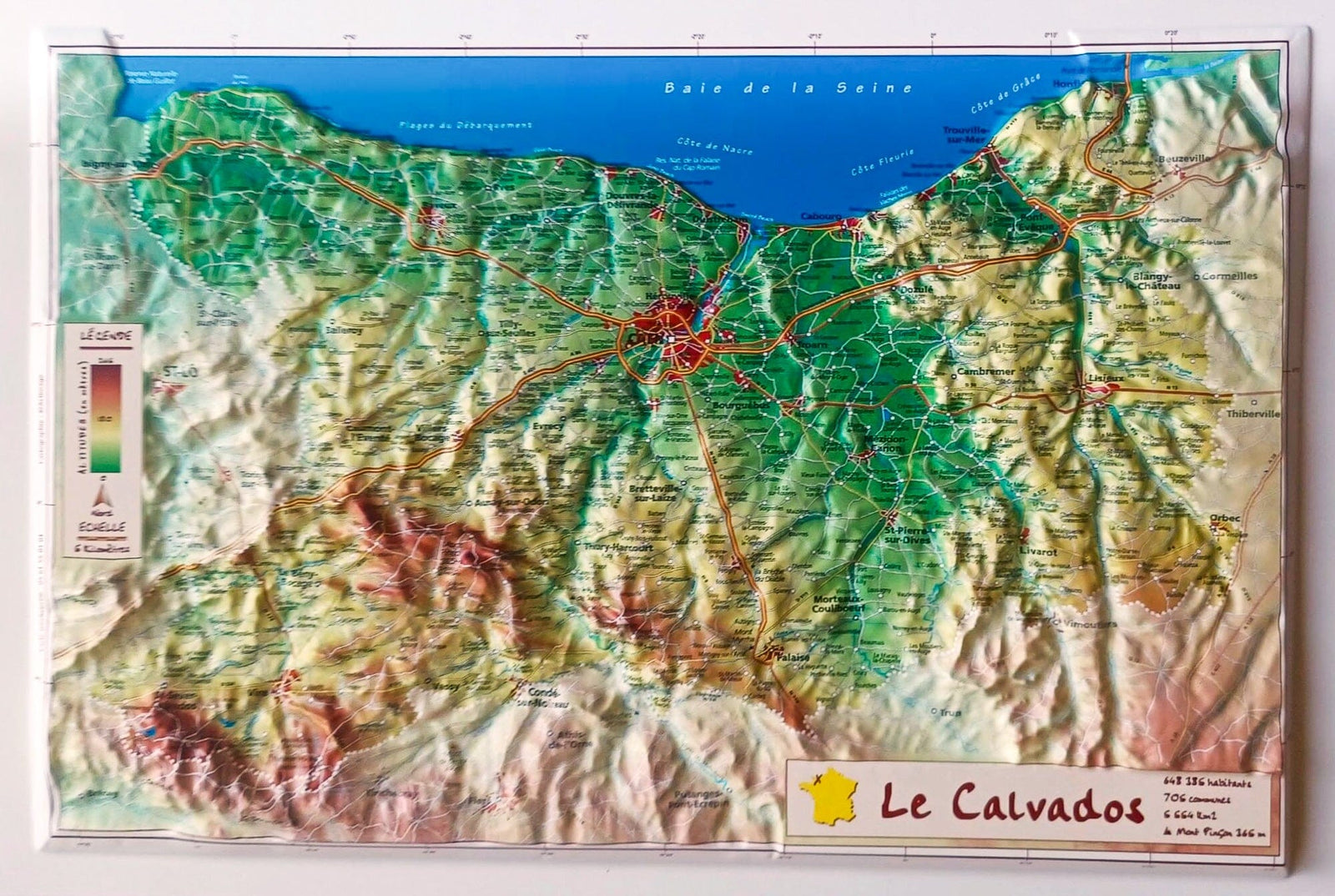 Carte en relief - Calvados - 21 x 31 cm | Relief Editions carte en relief Reliefs Editions