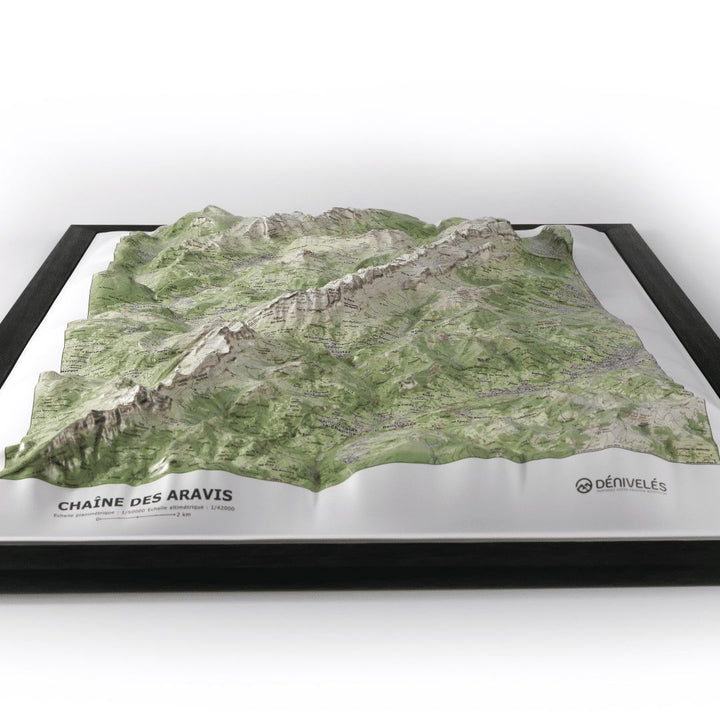 Carte en relief - Chaîne des Aravis - 70 x 50 x 5,8 cm | Dénivelés Editions carte en relief Dénivelés Editions 