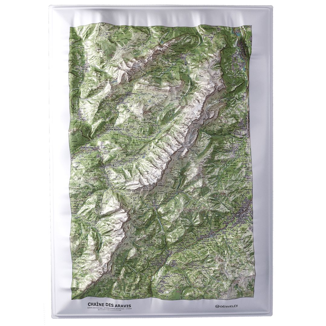 Carte en relief - Chaîne des Aravis - 70 x 50 x 5,8 cm | Dénivelés Editions carte en relief Dénivelés Editions Default Title
