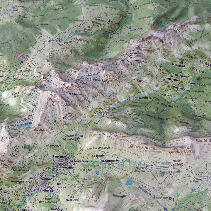 Carte en relief - Chaîne des Aravis - 70 x 50 x 5,8 cm | Dénivelés Editions carte en relief Dénivelés Editions 