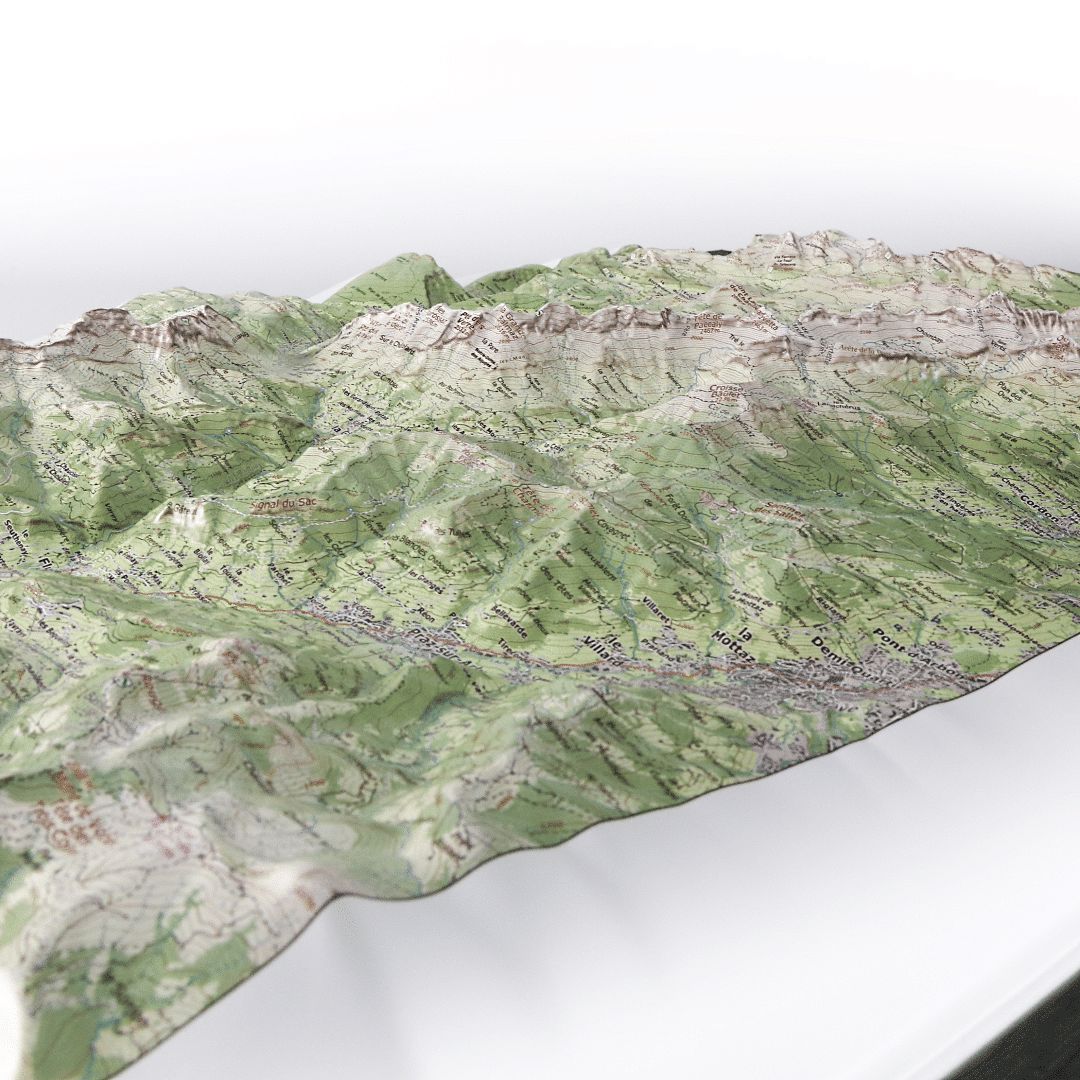 Carte en relief - Chaîne des Aravis - 70 x 50 x 5,8 cm | Dénivelés Editions carte en relief Dénivelés Editions 