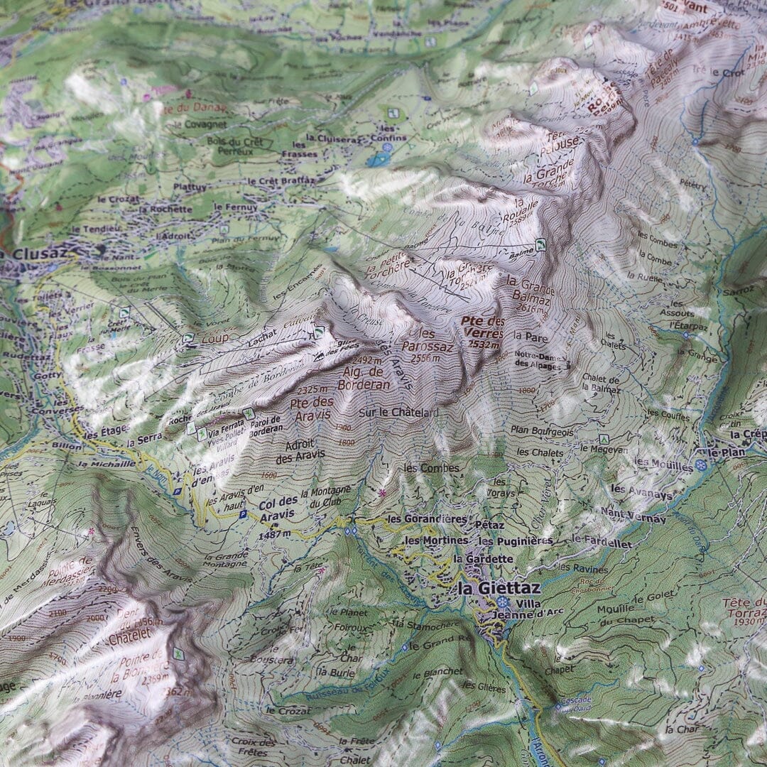 Carte en relief - Chaîne des Aravis - 70 x 50 x 5,8 cm | Dénivelés Editions carte en relief Dénivelés Editions 