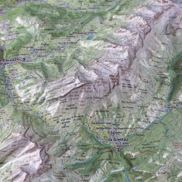 Carte en relief - Chaîne des Aravis - 70 x 50 x 5,8 cm | Dénivelés Editions carte en relief Dénivelés Editions 