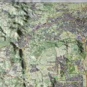 Carte en relief - Chaîne des Puys, Faille de la Limagne - 50 x 70 x 3 cm | Dénivelés Editions carte en relief Dénivelés Editions 