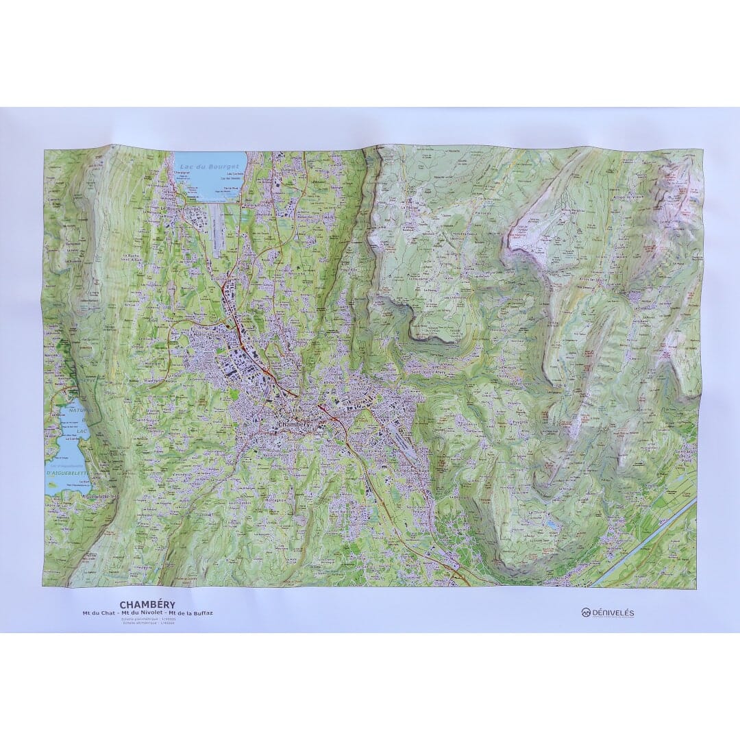 Carte en relief - Chambéry - 70 x 50 x 4 cm | Dénivelés Editions carte en relief Dénivelés Editions Default Title