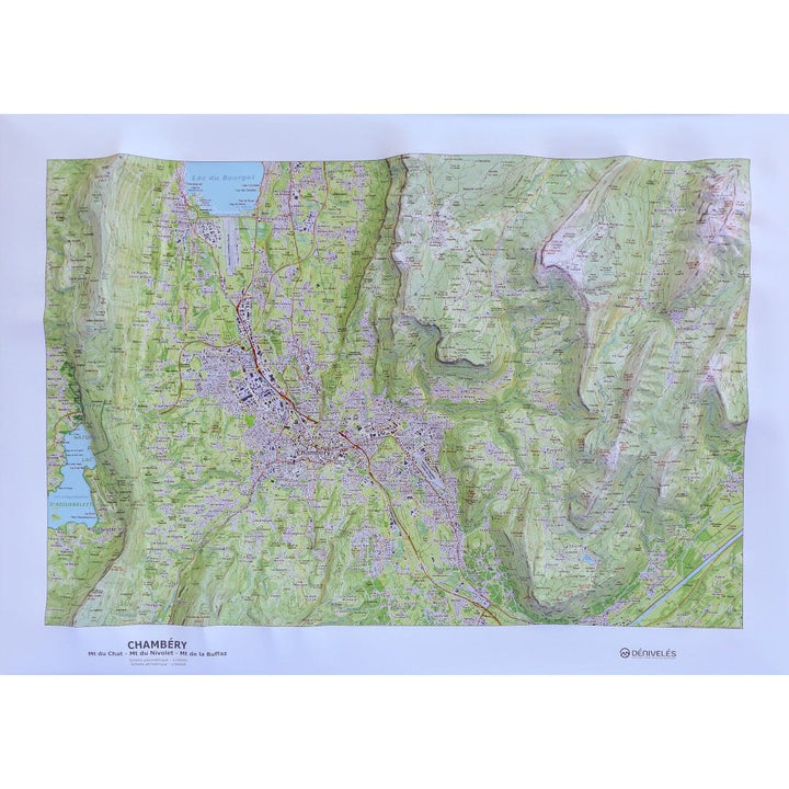 Carte en relief - Chambéry - 70 x 50 x 4 cm | Dénivelés Editions carte en relief Dénivelés Editions Default Title