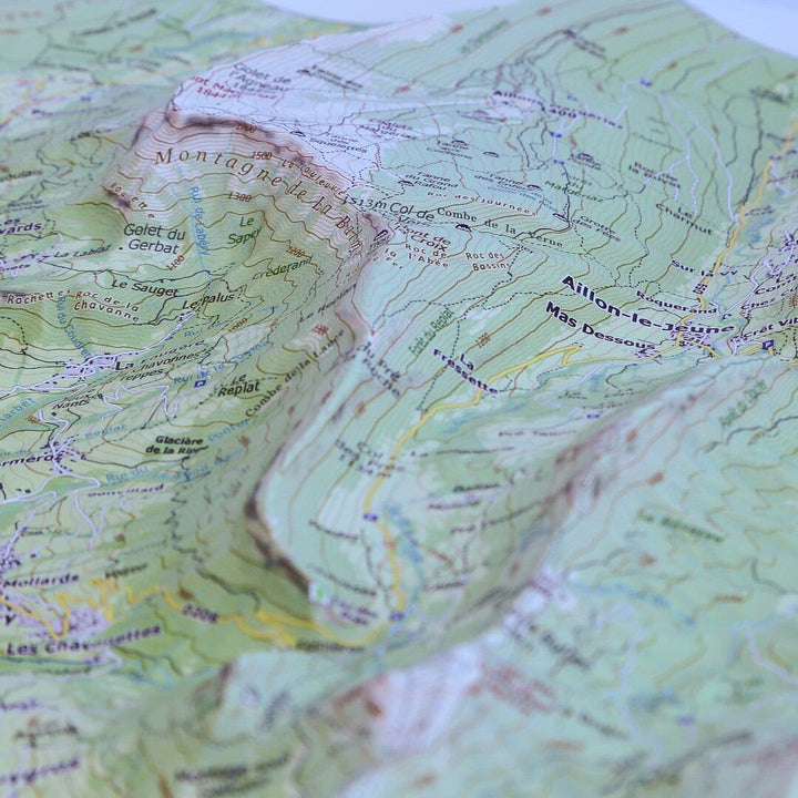 Carte en relief - Chambéry - 70 x 50 x 4 cm | Dénivelés Editions carte en relief Dénivelés Editions 