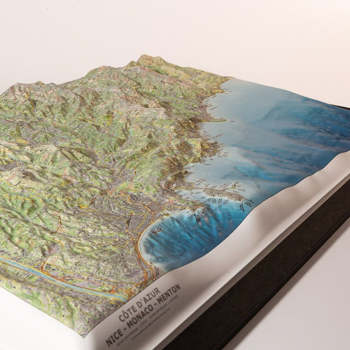 Carte en relief - Côte d'Azur : Nice, Monaco, Menton - 70 x 50 cm | Dénivelés Editions carte en relief Dénivelés Editions 