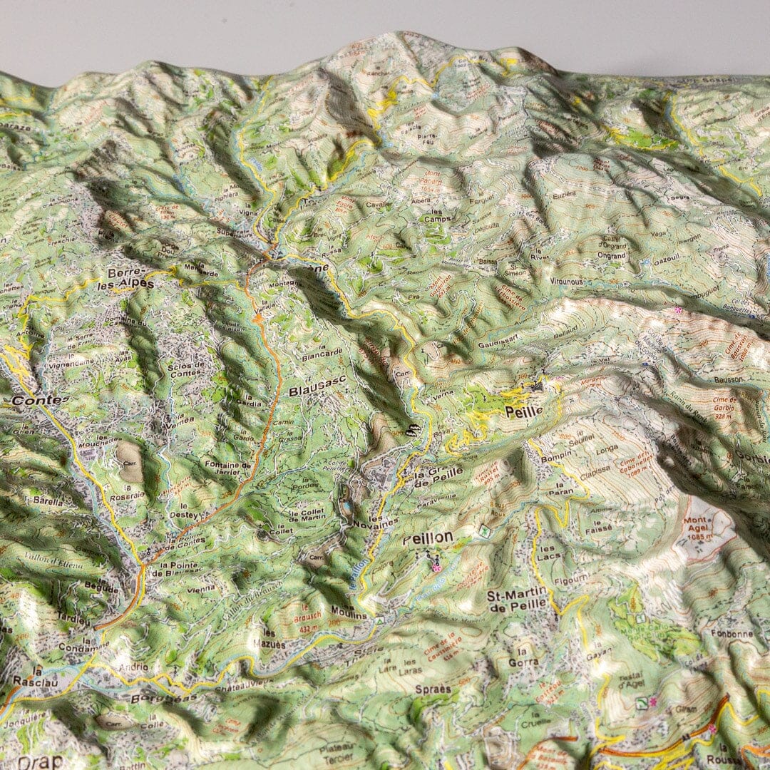 Carte en relief - Côte d'Azur : Nice, Monaco, Menton - 70 x 50 cm | Dénivelés Editions carte en relief Dénivelés Editions 