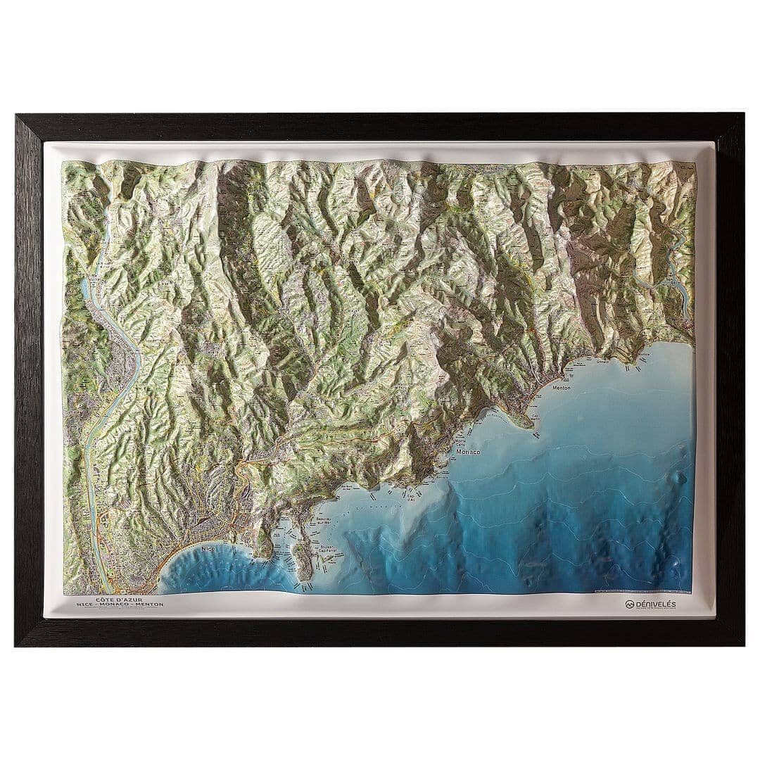 Carte en relief - Côte d'Azur : Nice, Monaco, Menton - 70 x 50 cm | Dénivelés Editions carte en relief Dénivelés Editions 