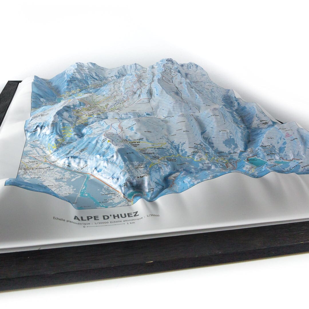 Carte en relief - Domaine Alpe d'Huez - 70 x 50 x 9 cm | Dénivelés Editions carte en relief Dénivelés Editions 