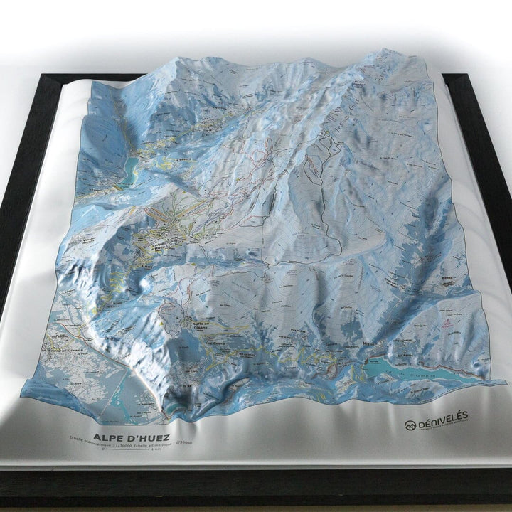 Carte en relief - Domaine Alpe d'Huez - 70 x 50 x 9 cm | Dénivelés Editions carte en relief Dénivelés Editions 
