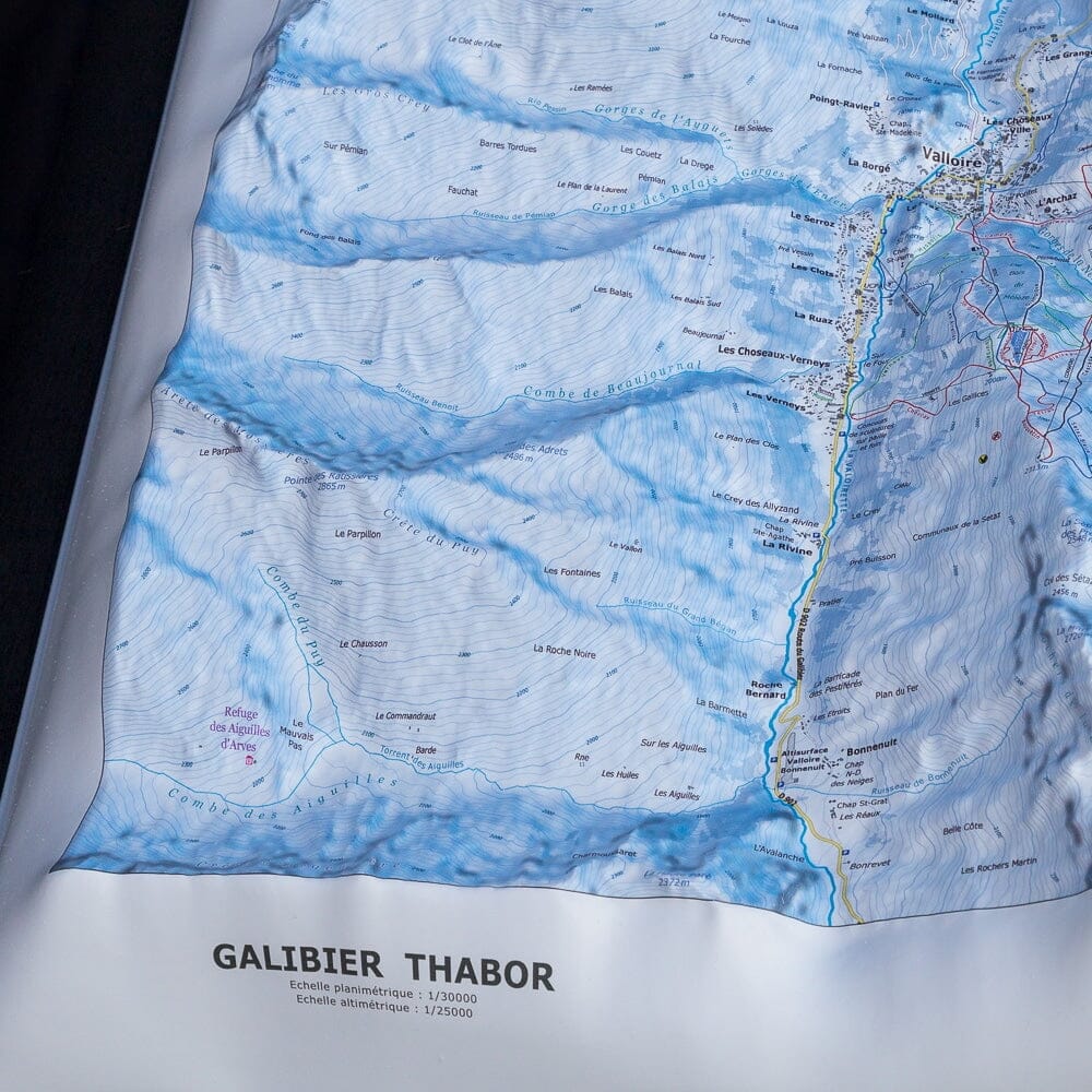 Carte en relief - Domaine Galibier, Thabor (Valloire, Valmeinier) - 70 x 50 x 8 cm | Dénivelés Editions carte en relief Dénivelés Editions 