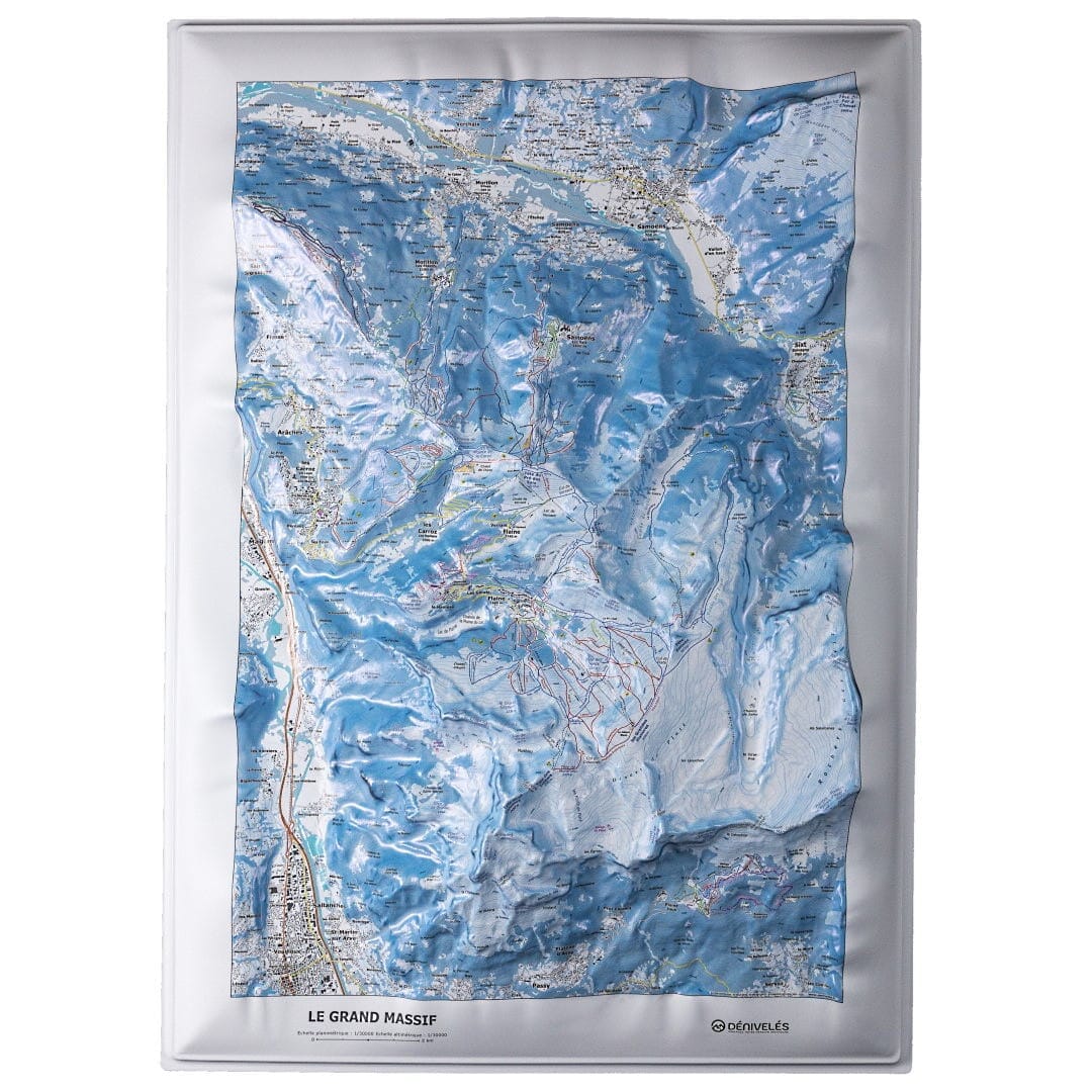 Carte en relief - Domaine Le Grand Massif - 70 x 50 x 7,8 cm | Dénivelés Editions carte en relief Dénivelés Editions Default Title