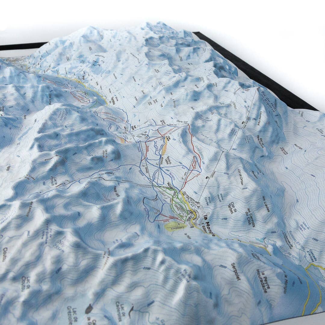 Carte en relief - Domaine Le Grand Tourmalet, Barèges, la Mongie - 70 x 50 x 7,5 cm | Dénivelés Editions carte en relief Dénivelés Editions 