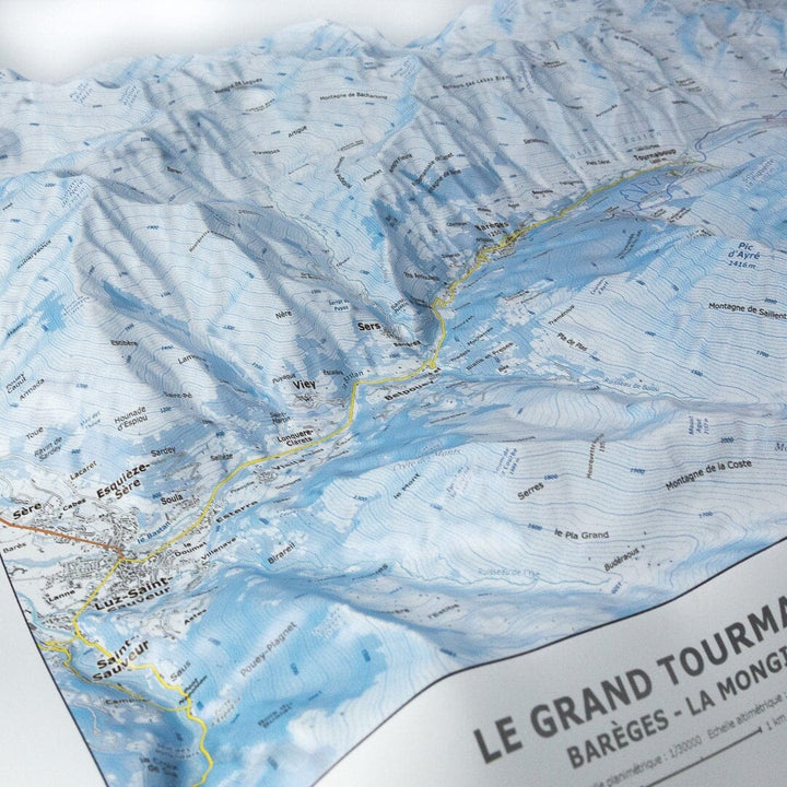Carte en relief - Domaine Le Grand Tourmalet, Barèges, la Mongie - 70 x 50 x 7,5 cm | Dénivelés Editions carte en relief Dénivelés Editions 