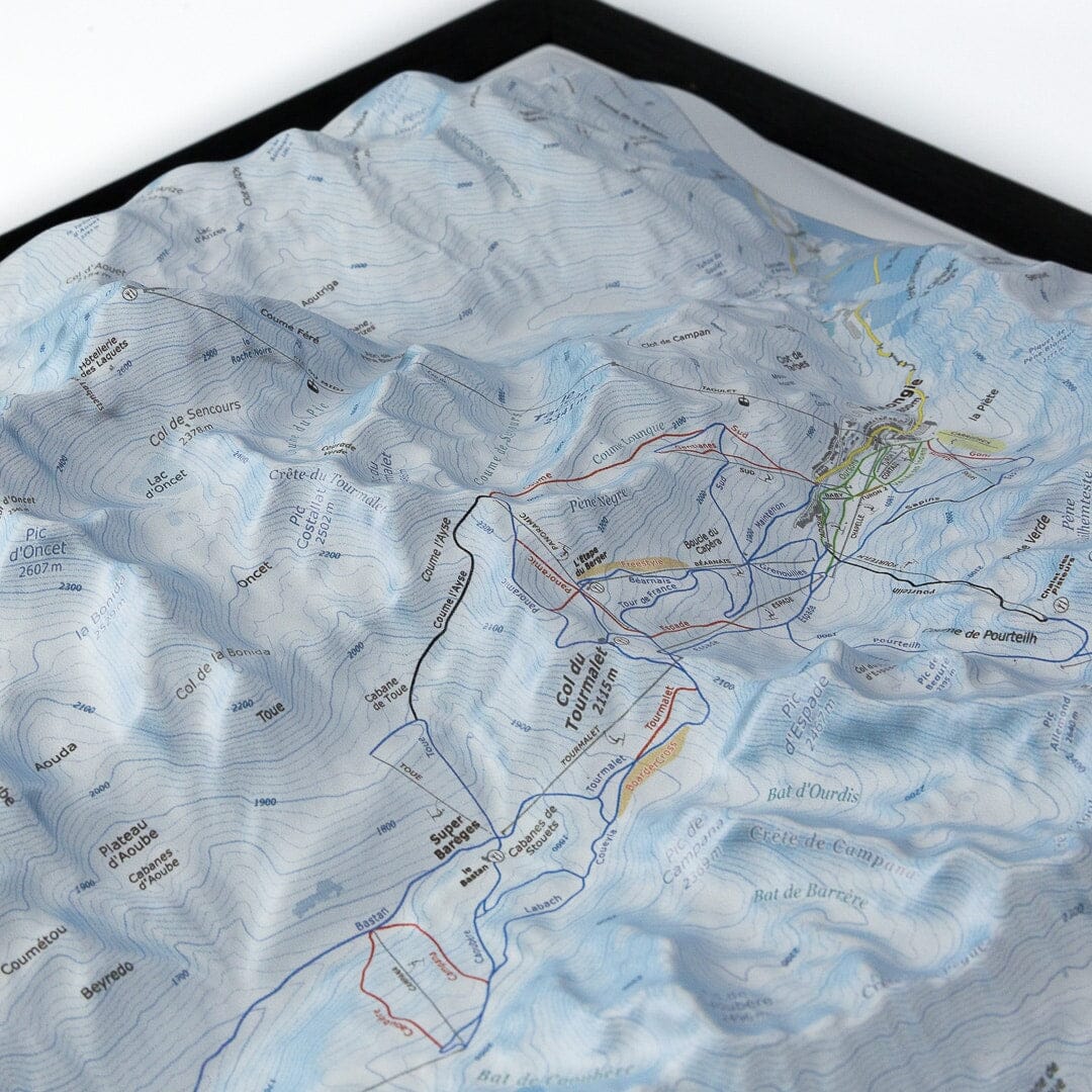 Carte en relief - Domaine Le Grand Tourmalet, Barèges, la Mongie - 70 x 50 x 7,5 cm | Dénivelés Editions carte en relief Dénivelés Editions 