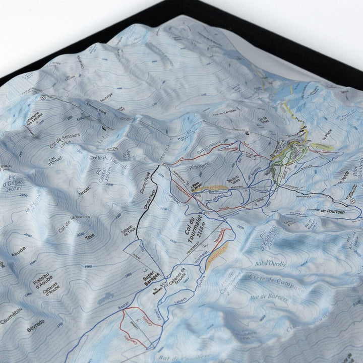Carte en relief - Domaine Le Grand Tourmalet, Barèges, la Mongie - 70 x 50 x 7,5 cm | Dénivelés Editions carte en relief Dénivelés Editions 