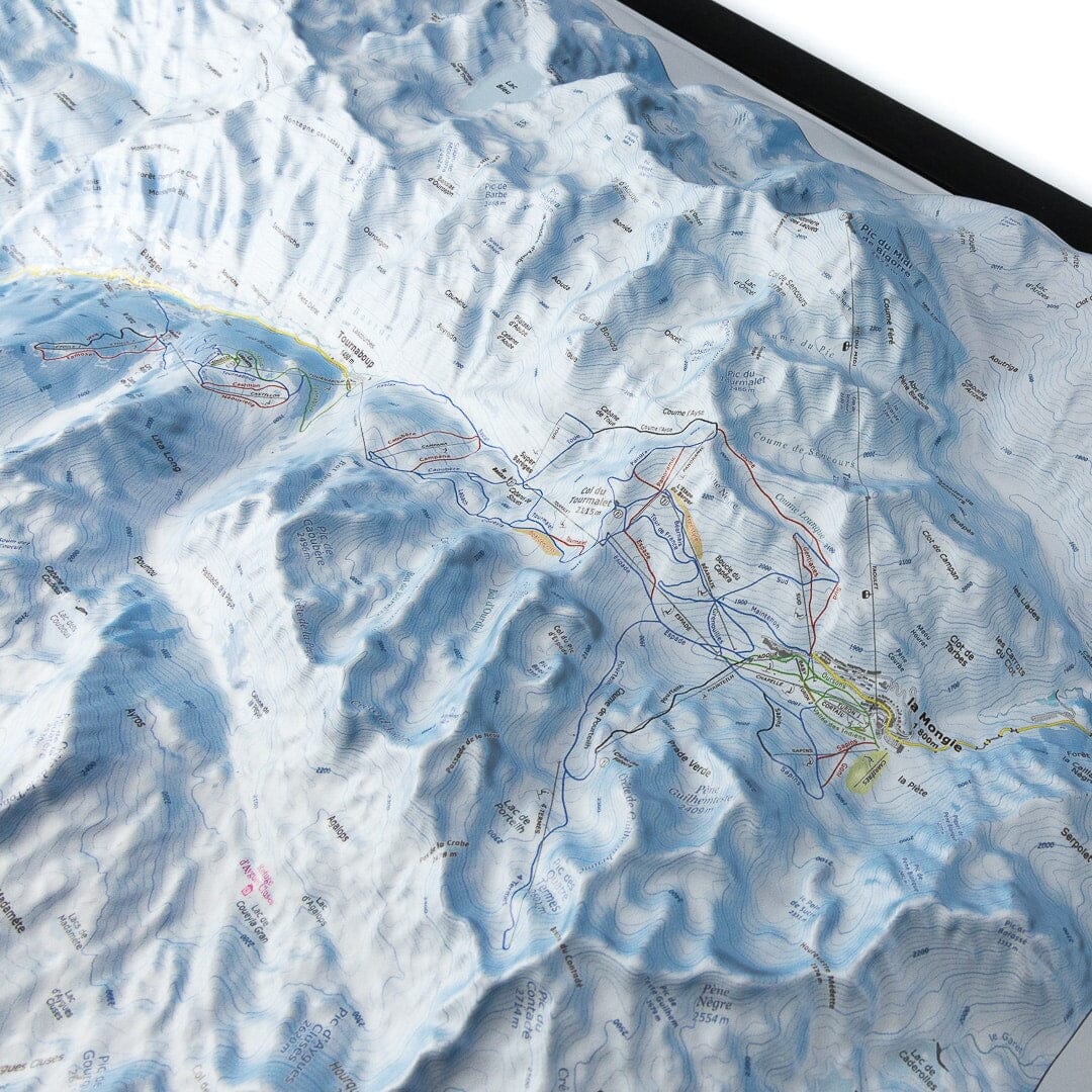 Carte en relief - Domaine Le Grand Tourmalet, Barèges, la Mongie - 70 x 50 x 7,5 cm | Dénivelés Editions carte en relief Dénivelés Editions 