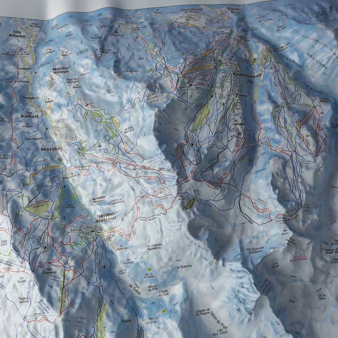 Carte en relief - Domaine Les 3 Vallées - 50 x 70 x 8 cm | Dénivelés Editions carte en relief Dénivelés Editions 
