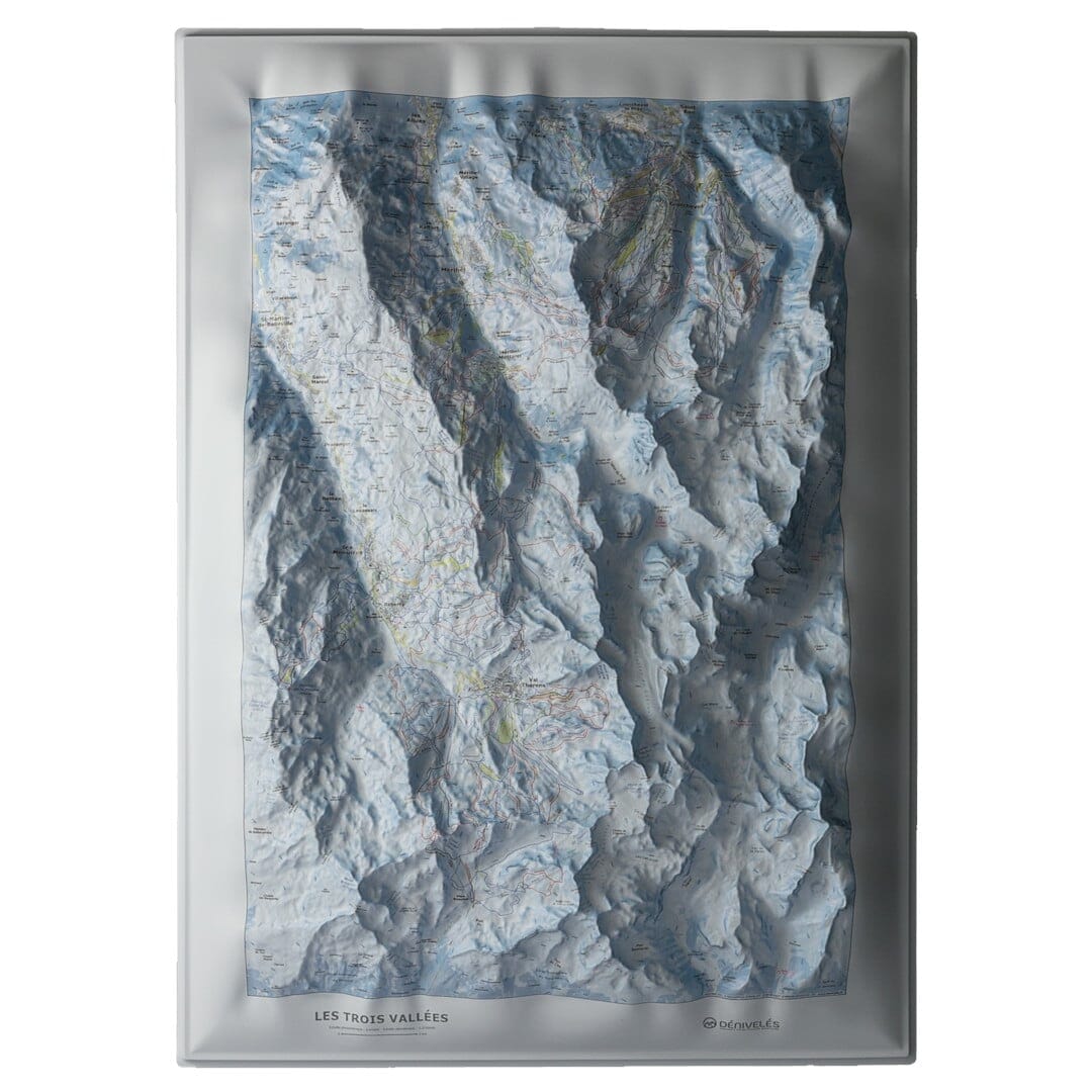 Carte en relief - Domaine Les 3 Vallées - 50 x 70 x 8 cm | Dénivelés Editions carte en relief Dénivelés Editions Default Title