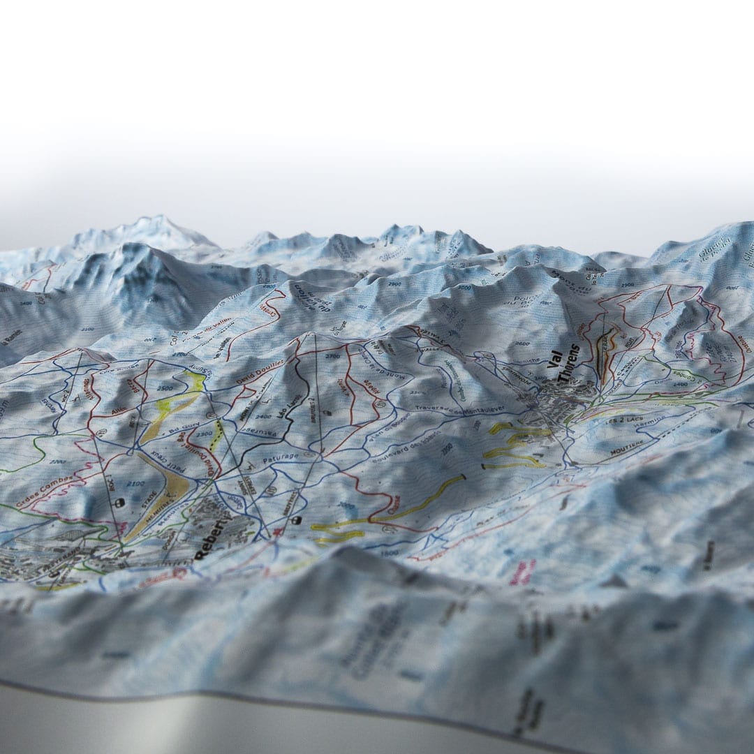 Carte en relief - Domaine Les 3 Vallées - 50 x 70 x 8 cm | Dénivelés Editions carte en relief Dénivelés Editions 