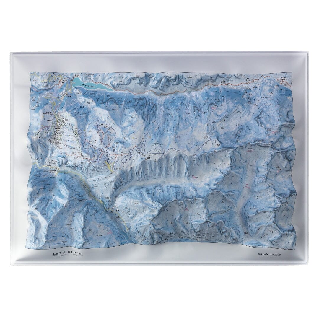 Carte en relief - Domaine Les Deux Alpes - 70 x 50 x 9,7 cm | Dénivelés Editions carte en relief Dénivelés Editions Default Title