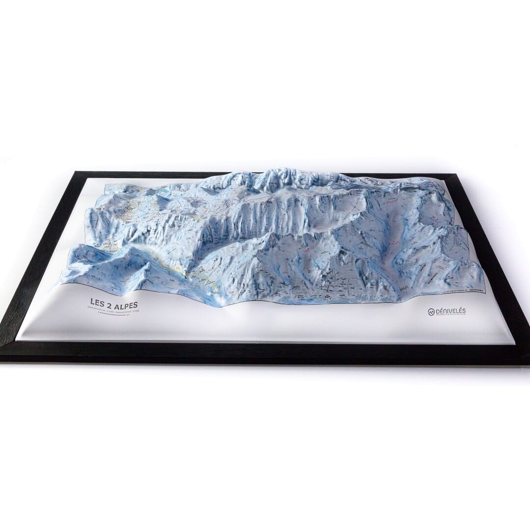Carte en relief - Domaine Les Deux Alpes - 70 x 50 x 9,7 cm | Dénivelés Editions carte en relief Dénivelés Editions 